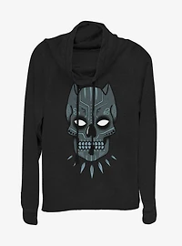 Marvel Black Panther Sugar Skull Cowlneck Long-Sleeve Womens Top