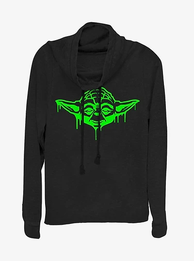 Star Wars Green Yoda Drip Cowlneck Long-Sleeve Womens Top