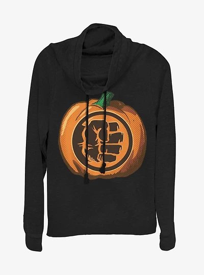Marvel Hulk Pumpkin Cowlneck Long-Sleeve Womens Top