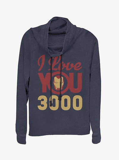Marvel Avengers: Endgame Iron Man 3000 Icon Face Cowl Neck Long-Sleeve Girls Top