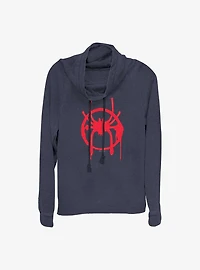 Marvel Spider-Man Miles Symbol Cowl Neck Long-Sleeve Girls Top