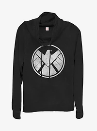 Marvel Avengers Crusty Shield Cowl Neck Long-Sleeve Girls Top
