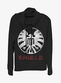 Marvel Avengers Shield Branding Cowl Neck Long-Sleeve Girls Top