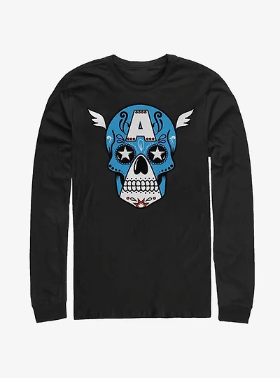 Marvel Captain America Sugar Skull Long-Sleeve T-Shirt