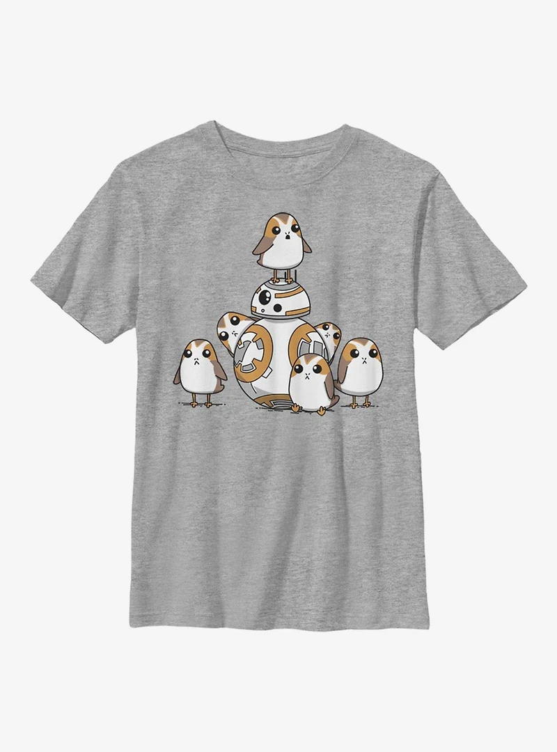 Star Wars Episode VIII The Last Jedi BB8 and Porgs Youth T-Shirt