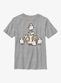 Star Wars Episode VIII The Last Jedi BB8 and Porgs Youth T-Shirt