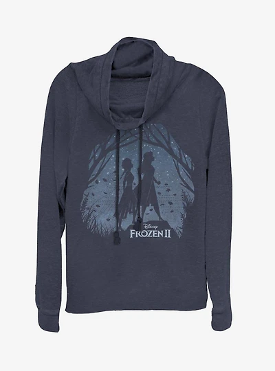 Disney Frozen 2 Night Scenery Cowlneck Long-Sleeve Womens Top
