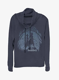 Disney Frozen 2 Night Scenery Cowlneck Long-Sleeve Womens Top