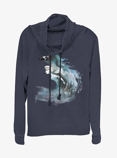 Disney Frozen 2 Watercolor Spirit Cowlneck Long-Sleeve Womens Top