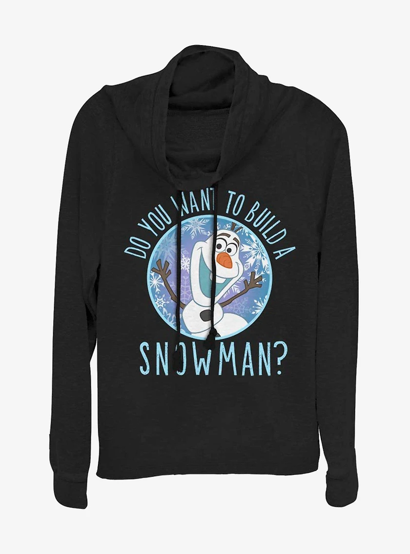 Disney Frozen Build a Snowman Cowlneck Long-Sleeve Womens Top