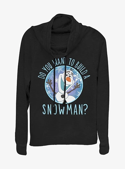 Disney Frozen Build a Snowman Cowlneck Long-Sleeve Womens Top