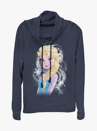 Disney Frozen Elsa Swirl Cowlneck Long-Sleeve Womens Top