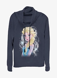 Disney Frozen Elsa Swirl Cowlneck Long-Sleeve Womens Top