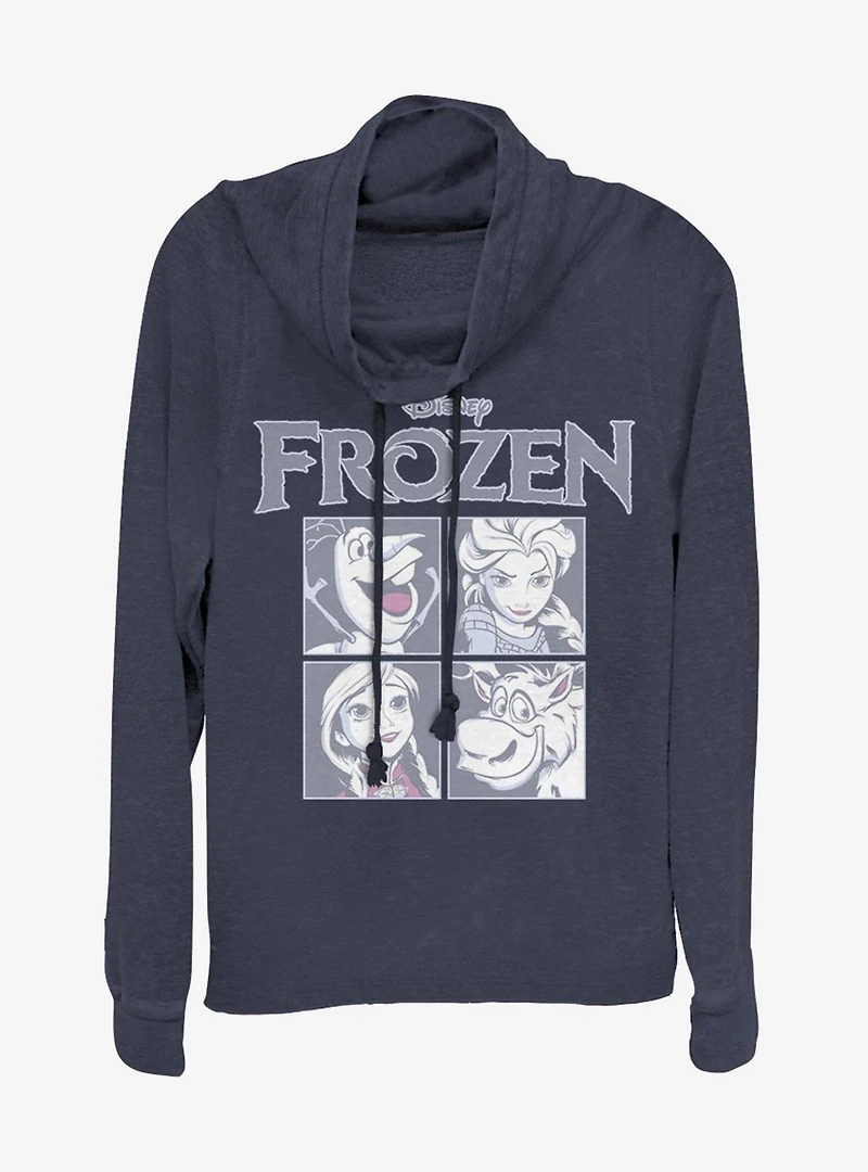 Disney Frozen Ice Cubes Cowlneck Long-Sleeve Womens Top