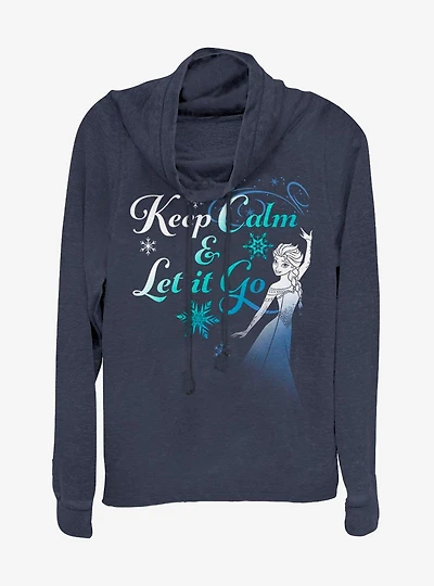 Disney Frozen Keep Calm And Let It Go Cowlneck Long-Sleeve Womens Top