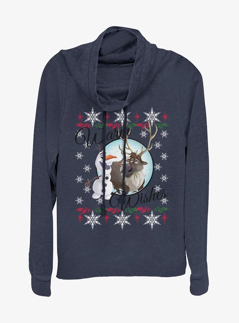 Disney Frozen Warm Wishes Cowlneck Long-Sleeve Womens Top