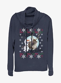Disney Frozen Warm Wishes Cowlneck Long-Sleeve Womens Top