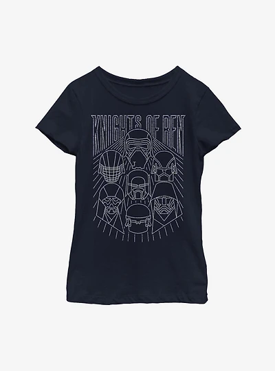 Star Wars Episode IX The Rise Of Skywalker Simple Outlines Youth Girls T-Shirt
