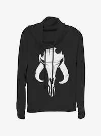 Star Wars The Mandalorian Bounty Hunter Mixed Symbol Cowlneck Long-Sleeve Womens Top