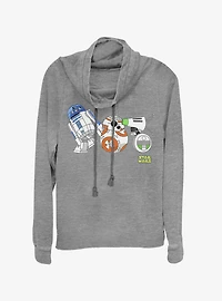Star Wars Episode IX The Rise Of Skywalker Cartoon Droid Lineup Cowlneck Long-Sleeve Womens Top