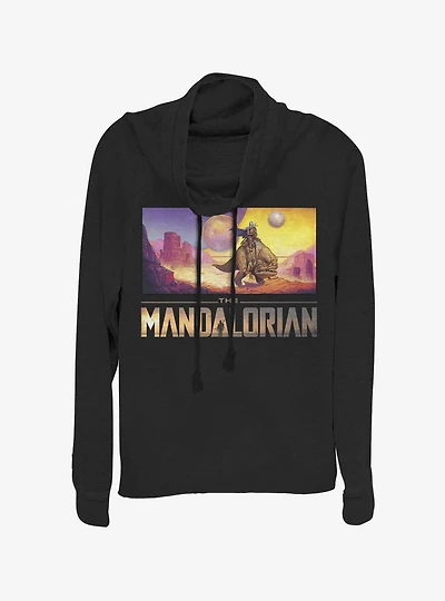 Star Wars The Mandalorian Colorful Landscape Cowlneck Long-Sleeve Womens Top