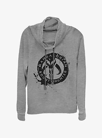 Star Wars The Mandalorian Painted Skull Cowlneck Long-Sleeve Womens Top