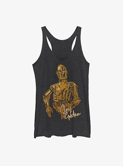 Star Wars Episode IX The Rise Of Skywalker C3PO Stay Golden Womens Tank Top