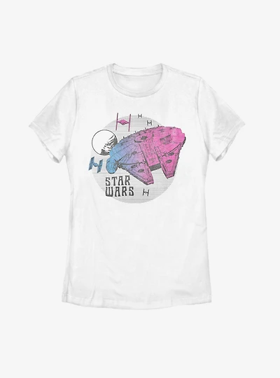 Star Wars Episode IX The Rise Of Skywalker Neon Ship Womens T-Shirt