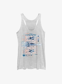 Star Wars Episode IX The Rise Of Skywalker X-Wing Fighters Ninety Womens Tank Top
