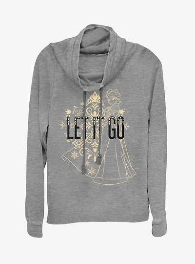 Disney Frozen Let Go Line Cowl Neck Long-Sleeve Girls Top