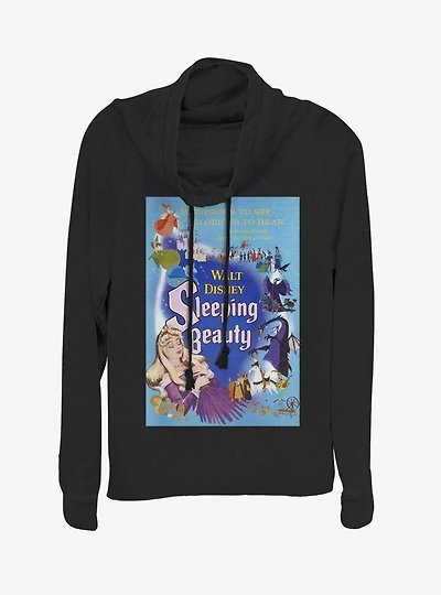 Disney Sleeping Beauty Classic Movie Poster Cowlneck Long-Sleeve Womens Top