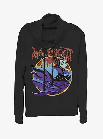 Disney Sleeping Beauty Maleficent Flame Born Cowlneck Long-Sleeve Womens Top