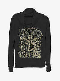 Disney Sleeping Beauty Curse Of Maleficent Cowlneck Long-Sleeve Womens Top