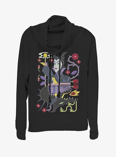 Disney Sleeping Beauty Maleficent Sides Of Evil Cowlneck Long-Sleeve Womens Top