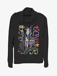 Disney Sleeping Beauty Maleficent Sides Of Evil Cowlneck Long-Sleeve Womens Top