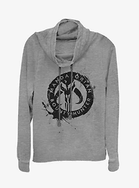 Star Wars The Mandalorian Painted Skull Cowl Neck Long-Sleeve Girls Top