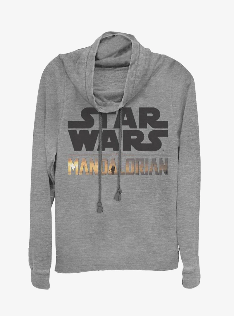 Star Wars The Mandalorian Stacked Logo Cowl Neck Long-Sleeve Girls Top