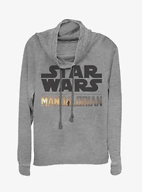 Star Wars The Mandalorian Stacked Logo Cowl Neck Long-Sleeve Girls Top