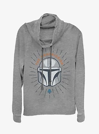 Star Wars The Mandalorian Simple Shield Cowl Neck Long-Sleeve Girls Top