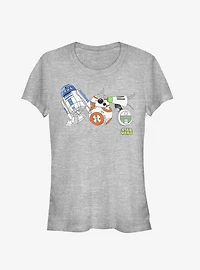 Star Wars Episode IX The Rise Of Skywalker Cartoon Droid Lineup Girls T-Shirt