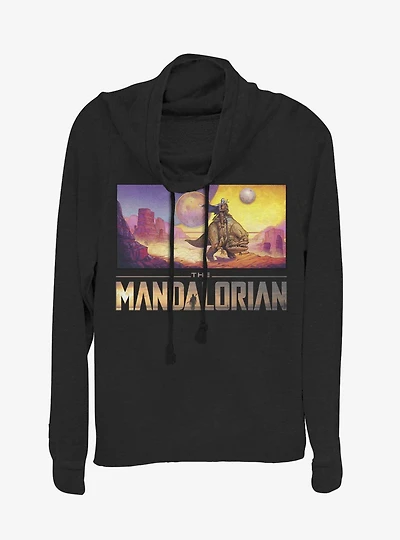 Star Wars The Mandalorian Colorful Landscape Cowl Neck Long-Sleeve Girls Top