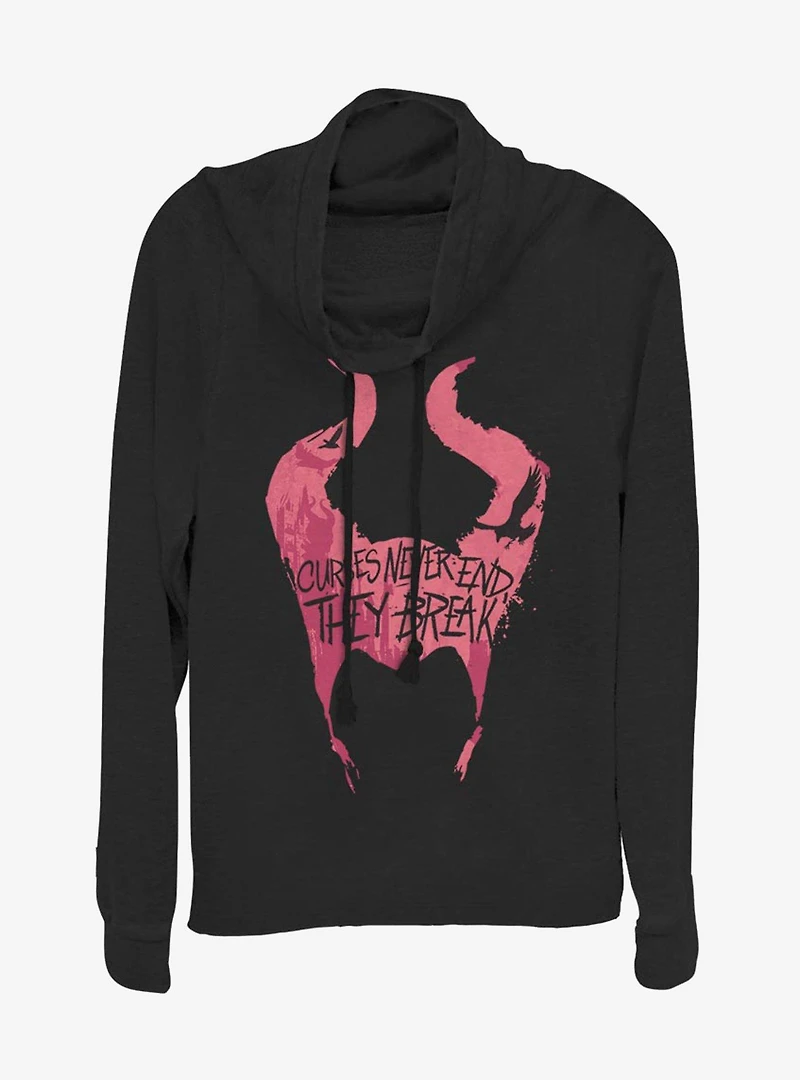 Disney Maleficent: Mistress Of Evil Cursed Horns Cowlneck Long-Sleeve Womens Top