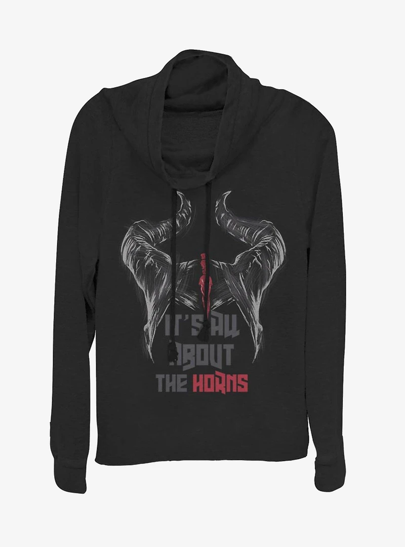 Disney Maleficent: Mistress Of Evil It's All About The Horns Cowl Neck Long-Sleeve Girls Top
