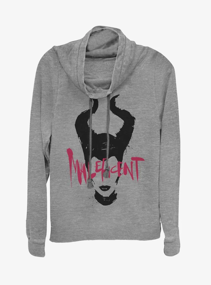 Disney Maleficent: Mistress Of Evil Paint Silhouette Cowl Neck Long-Sleeve Girls Top