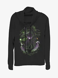 Disney Villains Maleficent Manga Cowl Neck Long-Sleeve Girls Top