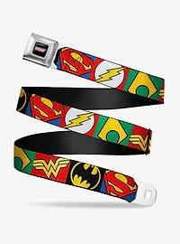 Dc Comics Justice League 5 Superhero Textured Logo  Seatbelt Belt
