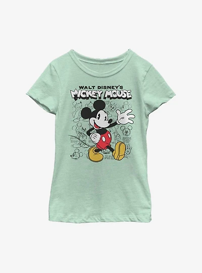 Disney Mickey Mouse Sketchbook Youth Girls T-Shirt