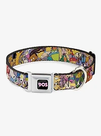 Nickelodeon 90's Rewind Character Mash Up Collage Dog Collar Seatbelt Buckle