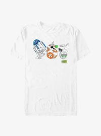 Star Wars Episode IX The Rise Of Skywalker Cartoon Droid Lineup T-Shirt
