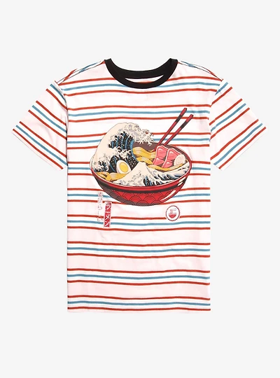 The Great Ramen Wave Stripe T-Shirt By Vincent Trinidad
